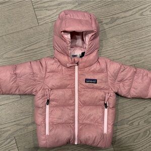 Patagonia Baby Hi Loft Down Puffer Hoodie 6-12 Months Pink